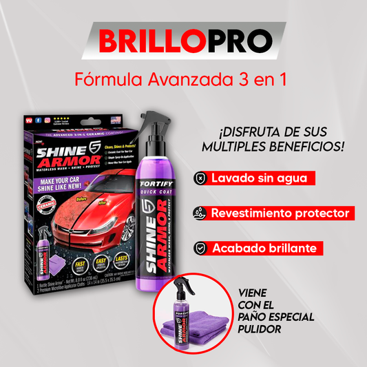 BrilloPro™ Limpia, protege y da brillo espejo en minutos + Incluye paño GRATIS